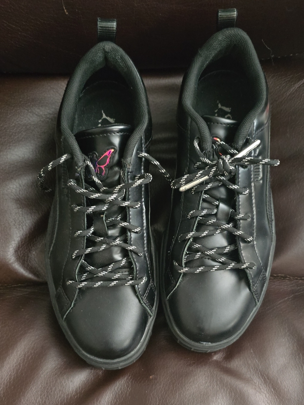 Puma Black Platform Sneakers with Pink Accent
